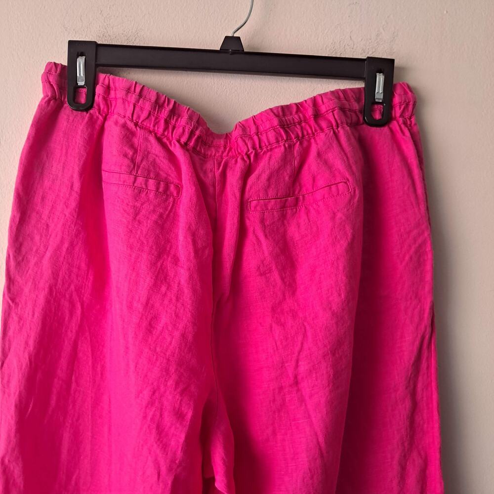 Charter Club Pink Luxury Elastic Waist Wide Leg Linen Pants w Drawstrings - L - Picture 6 of 13